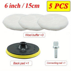 5pcs Car Paint Care Kit Polishing Pads Waxing Sponge Wool Wheels