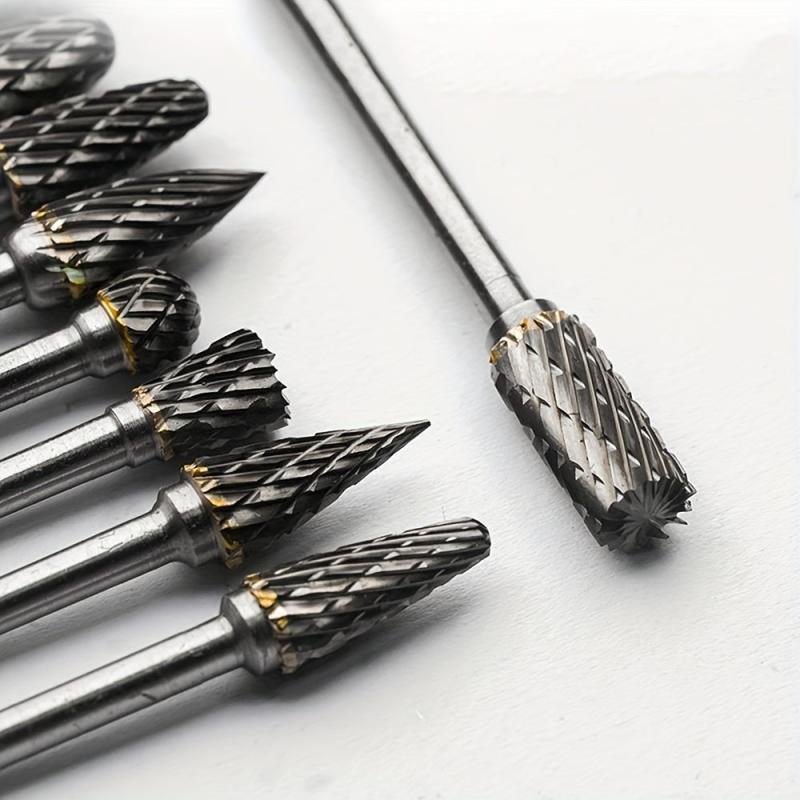 10pcs Tungsten Carbide Rotary Burr Set - 1/8 Inch Shank