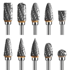 10pcs Tungsten Carbide Rotary Burr Set - 1/8 Inch Shank