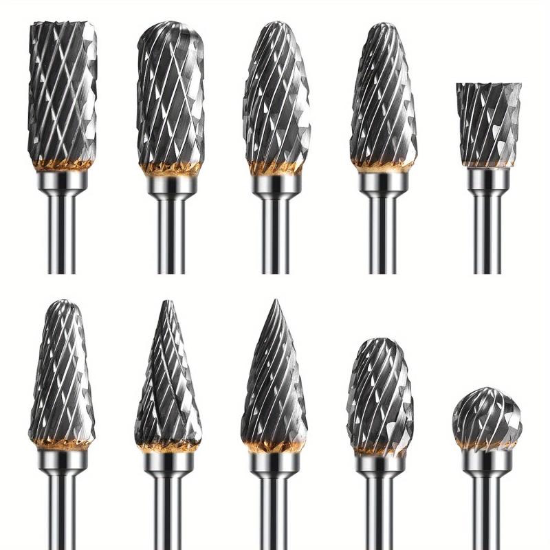 10pcs Tungsten Carbide Rotary Burr Set - 1/8 Inch Shank