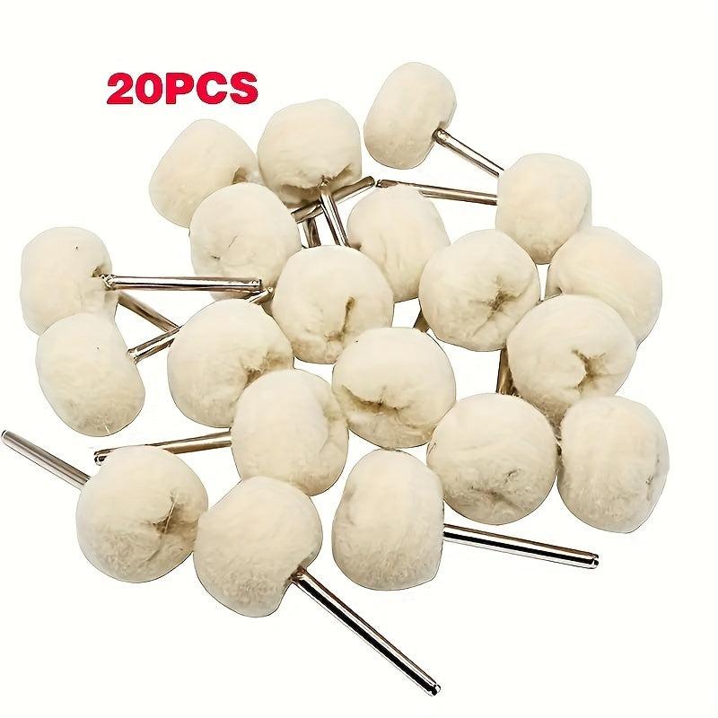 20pcs Soft Wool Polishing Wheel Cashmere Buffing Ball 3mm Mandrel Mounted