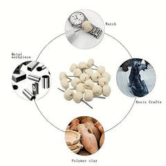 20pcs Soft Wool Polishing Wheel Cashmere Buffing Ball 3mm Mandrel Mounted