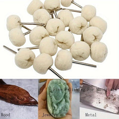 20pcs Soft Wool Polishing Wheel Cashmere Buffing Ball 3mm Mandrel Mounted
