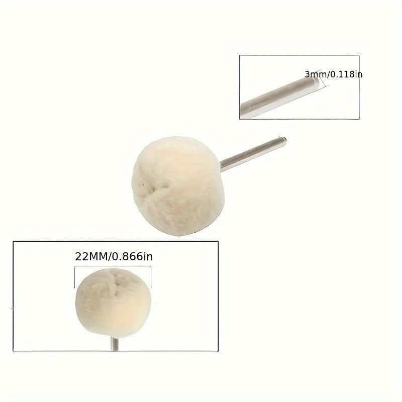 20pcs Soft Wool Polishing Wheel Cashmere Buffing Ball 3mm Mandrel Mounted