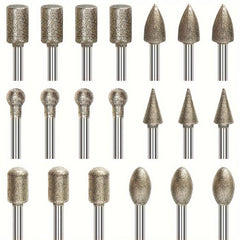 Diamond Grinding Burr Drill Bit Set 20pcs 1/8 Inch Shank