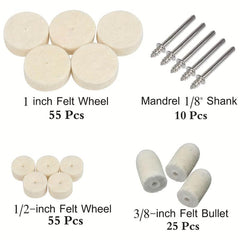 145pcs Felt Polishing Wheel 9 5 13 25mm Wool Felt Polishing Pad
