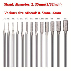 13pcs Diamond Burr Set Stone Carving Bit 3/32 Inch Shank Rotary Tool