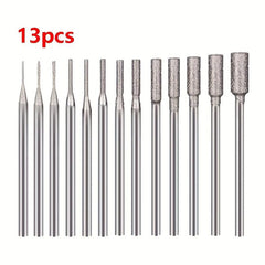13pcs Diamond Burr Set Stone Carving Bit 3/32 Inch Shank Rotary Tool