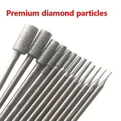 13pcs Diamond Burr Set Stone Carving Bit 3/32 Inch Shank Rotary Tool