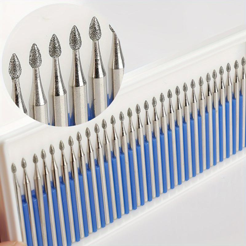 30pcs Diamond Burrs Set Rotary File Burs Kit 35mm Shank for Grinder Tools