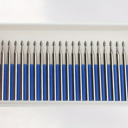 30pcs Diamond Burrs Set Rotary File Burs Kit 35mm Shank for Grinder Tools