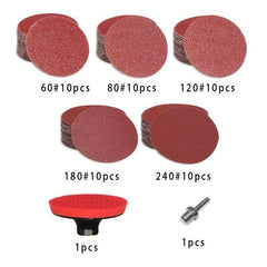 125mm Sanding Pad Kit 60-240 Grit Sandpaper for Drilling & Grinding Non-metal
