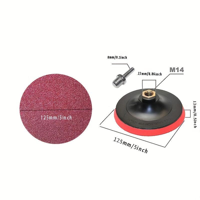 125mm Sanding Pad Kit 60-240 Grit Sandpaper for Drilling & Grinding Non-metal