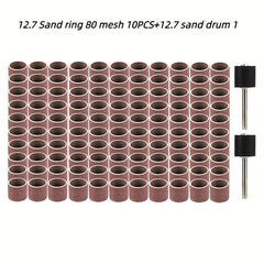 50pcs 80 Mesh Sand Ring & 1Pc 12.7 Sand Drum Combo Set for Rotary Tools