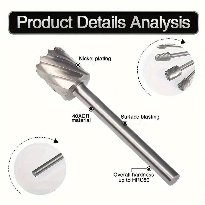 10pcs Carbide Rotary Burr Set Tungsten Steel Grinding Head & Rotary Tool