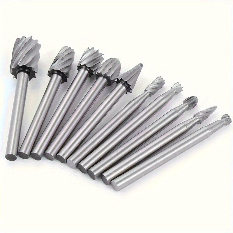 10pcs Carbide Rotary Burr Set Tungsten Steel Grinding Head & Rotary Tool
