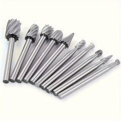 10pcs Carbide Rotary Burr Set Tungsten Steel Grinding Head & Rotary Tool