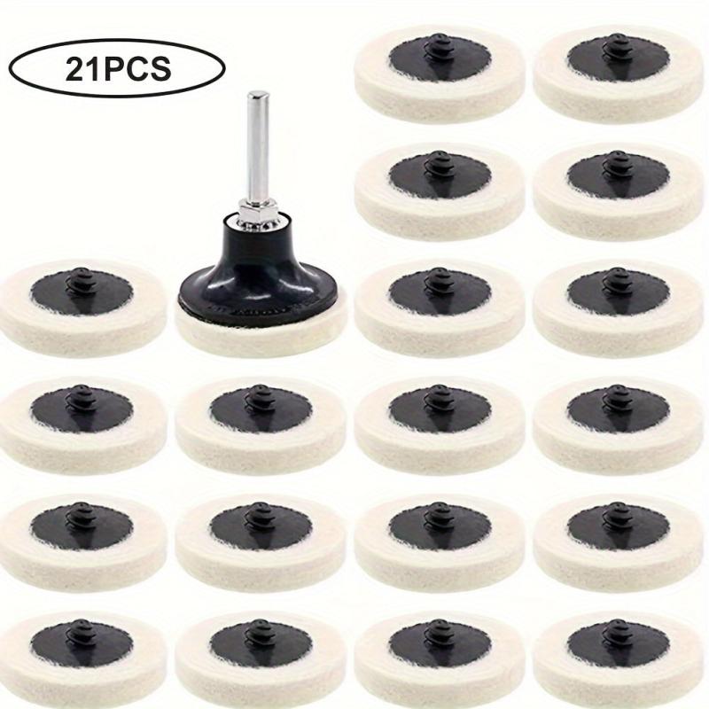 21pcs 2 inch 50 wool To Poly Wheel Wool Wheel Button Type Sanding Disc