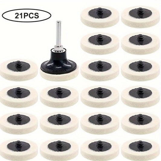 21pcs 2 inch 50 wool To Poly Wheel Wool Wheel Button Type Sanding Disc