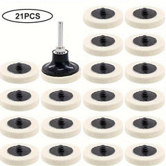 21pcs 2 inch 50 wool To Poly Wheel Wool Wheel Button Type Sanding Disc