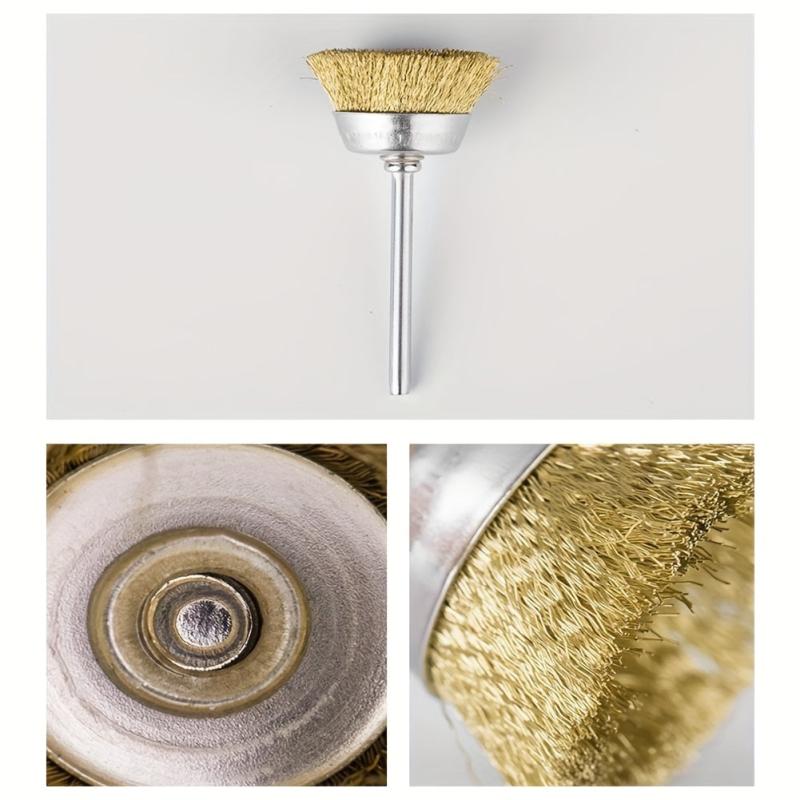 3pcs Copper Wire Brushes Rust Removing Polishing Brush For Rotary Tool