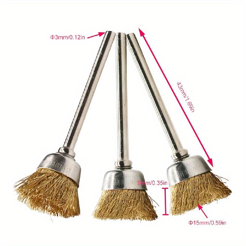 3pcs Copper Wire Brushes Rust Removing Polishing Brush For Rotary Tool
