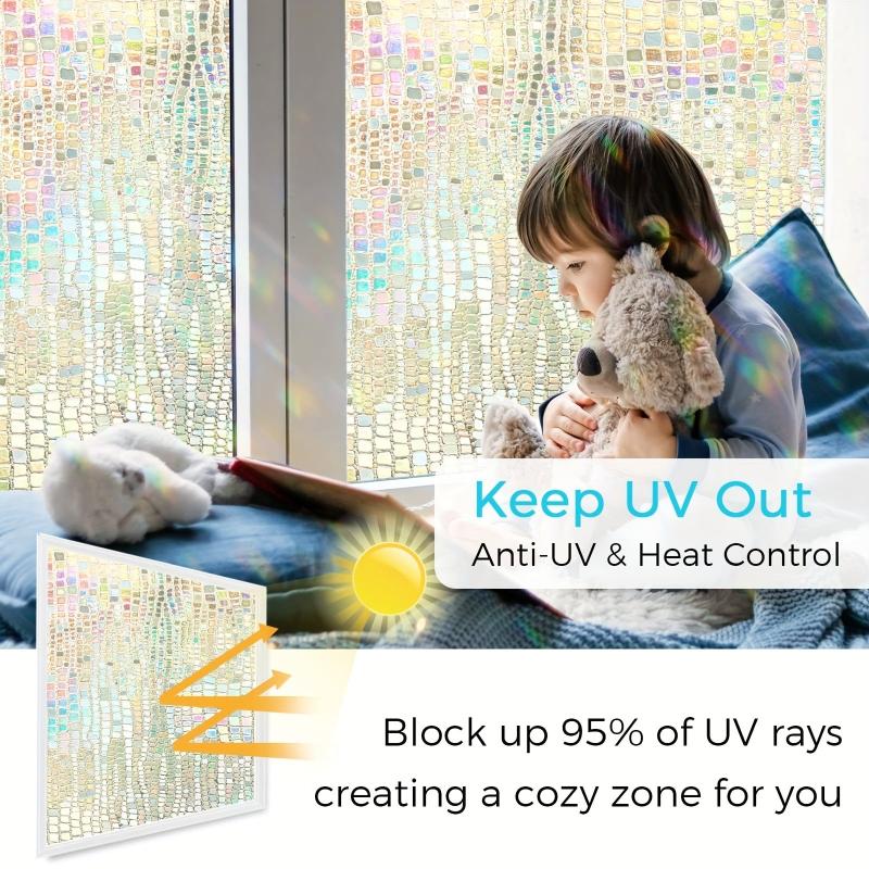 Privacy Film Stained Glass Window Clings 3D Rainbow Decorative Stickers