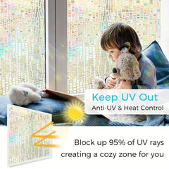Privacy Film Stained Glass Window Clings 3D Rainbow Decorative Stickers