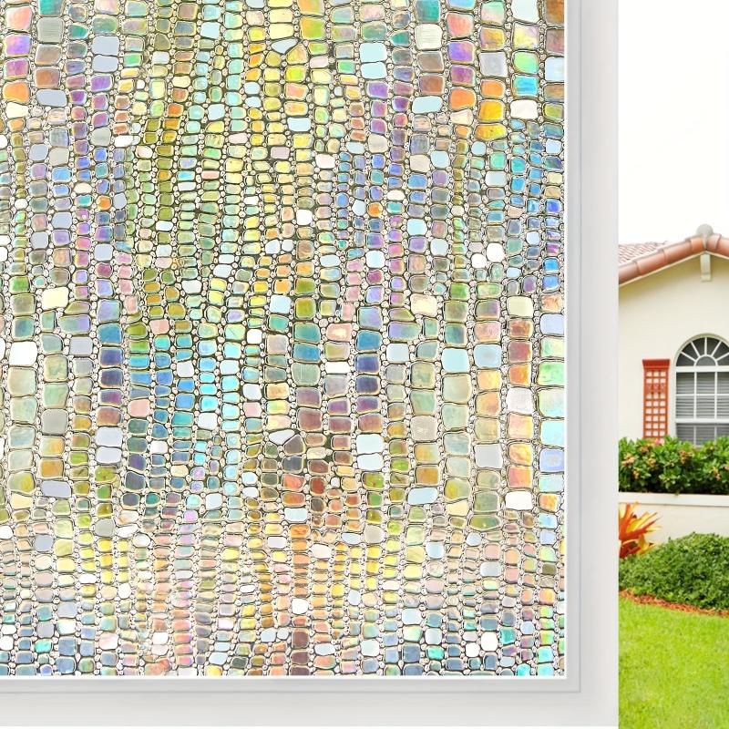 Privacy Film Stained Glass Window Clings 3D Rainbow Decorative Stickers