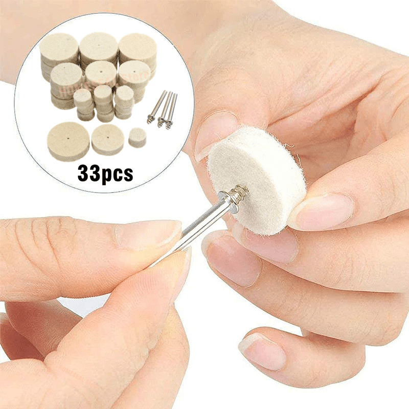 33pcs Wool Felt Buffing Wheel Pad Set for Rotary Tool Hand Drill