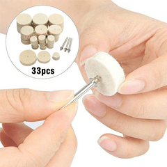 33pcs Wool Felt Buffing Wheel Pad Set for Rotary Tool Hand Drill