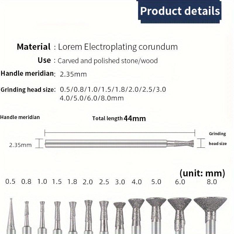12pcs Diamond Grinding Head Jade Carving Tool Set