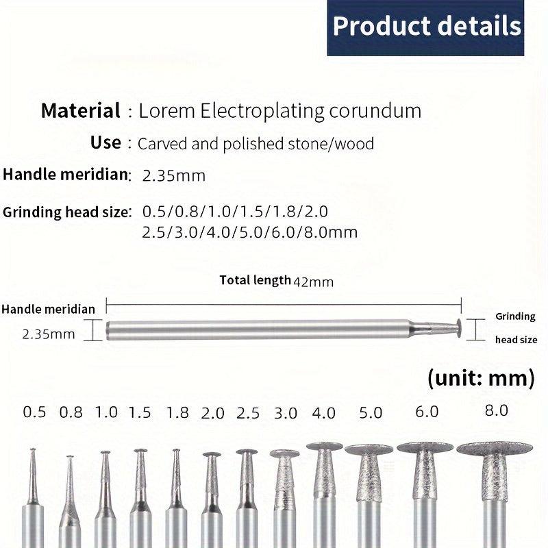 12pcs Set Diamond Grinding Head Jade Carving Tool