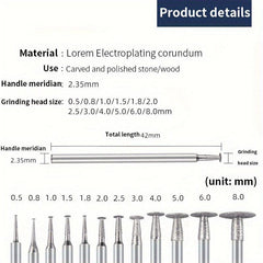 12pcs Set Diamond Grinding Head Jade Carving Tool