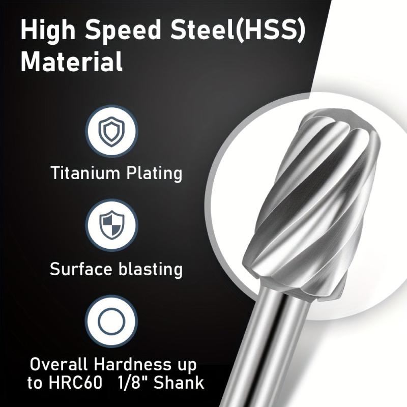 High Speed Steel Rotary Carving Bit Set 20pcs 1 8'' 3mm DIY Woodworking Carving