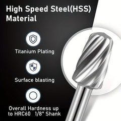 High Speed Steel Rotary Carving Bit Set 20pcs 1 8'' 3mm DIY Woodworking Carving