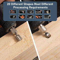 High Speed Steel Rotary Carving Bit Set 20pcs 1 8'' 3mm DIY Woodworking Carving