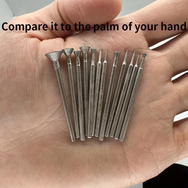 12pcs Diamond Grinding Head Jade Carving Tool Carving Polishing Triangle