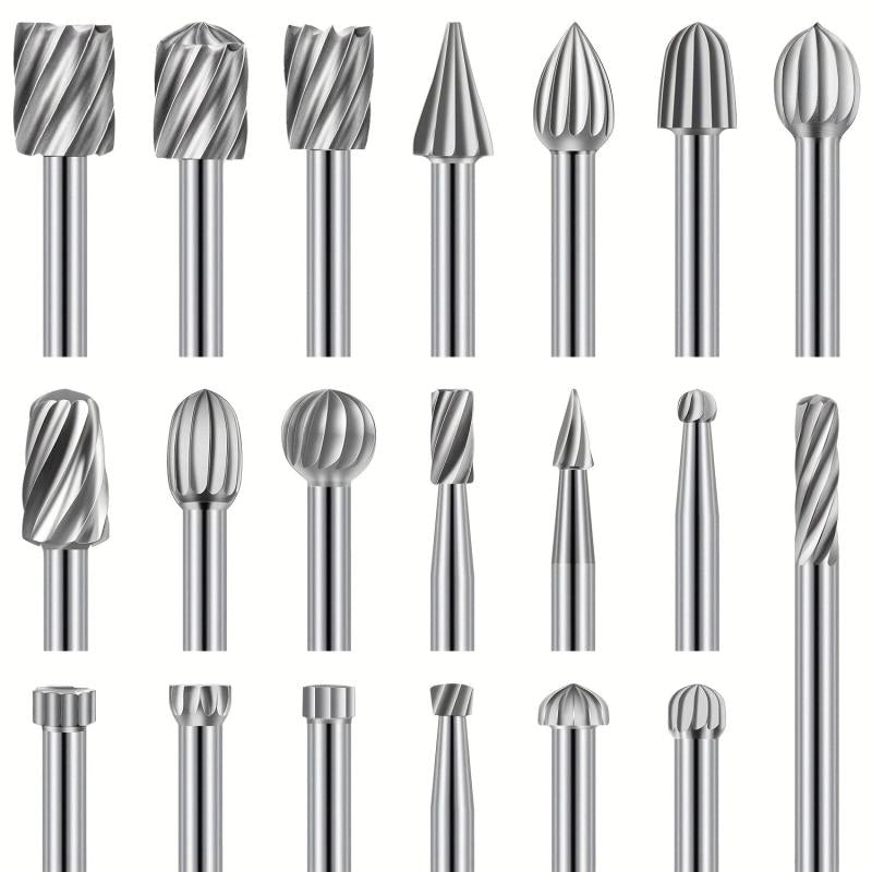 Silver 20pcs Small Engraving Router Bit Carving Bits Rotary Tool Accessories