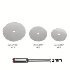 7pcs Stainless Steel Metal Cutting Discs Set with Spindles for Rotary Tools