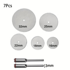7pcs Stainless Steel Metal Cutting Discs Set with Spindles for Rotary Tools