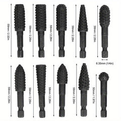 10pcs Rotary Burrs Rasp Metalworking Rotary Files Burr Bit Set Woodworking Tool