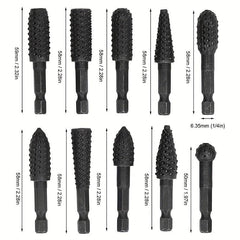 10pcs Rotary Burrs Rasp Metalworking Rotary Files Burr Bit Set Woodworking Tool