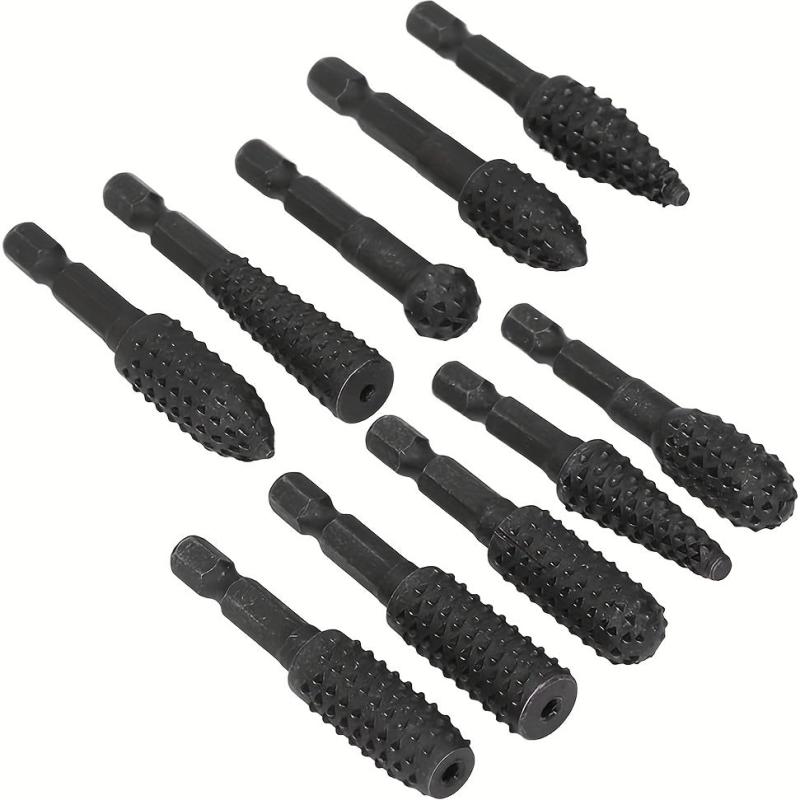 10pcs Rotary Burrs Rasp Metalworking Rotary Files Burr Bit Set Woodworking Tool