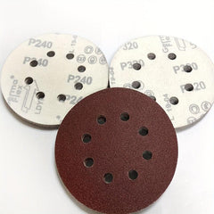 10pcs 5 Red Sanding Discs 8 Hole Flocking Sanding Sheets