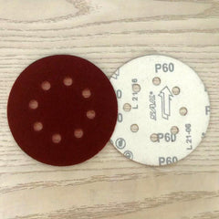 10pcs 5 Red Sanding Discs 8 Hole Flocking Sanding Sheets