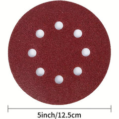 10pcs 5 Red Sanding Discs 8 Hole Flocking Sanding Sheets