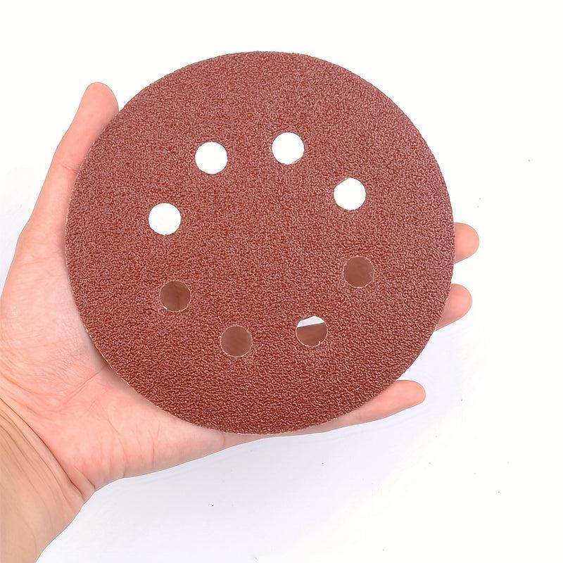 10pcs 5 Red Sanding Discs 8 Hole Flocking Sanding Sheets