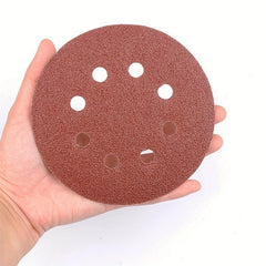 10pcs 5 Red Sanding Discs 8 Hole Flocking Sanding Sheets