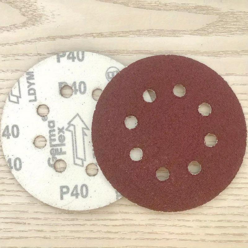 10pcs 5 Red Sanding Discs 8 Hole Flocking Sanding Sheets